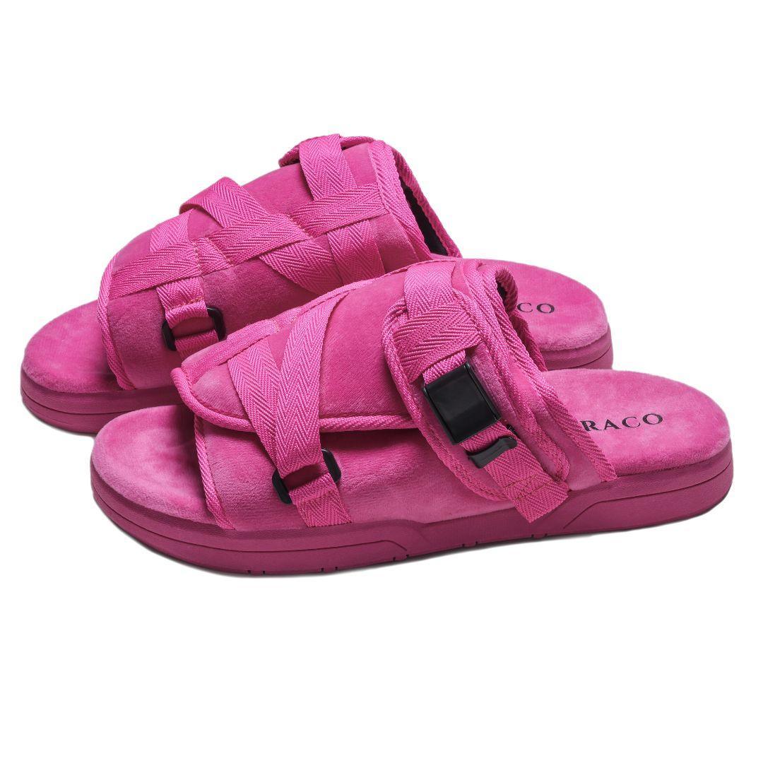 OG Bubblegum Pink DracoSlides V2 | Suede Memory Foam Slides  display picture 1