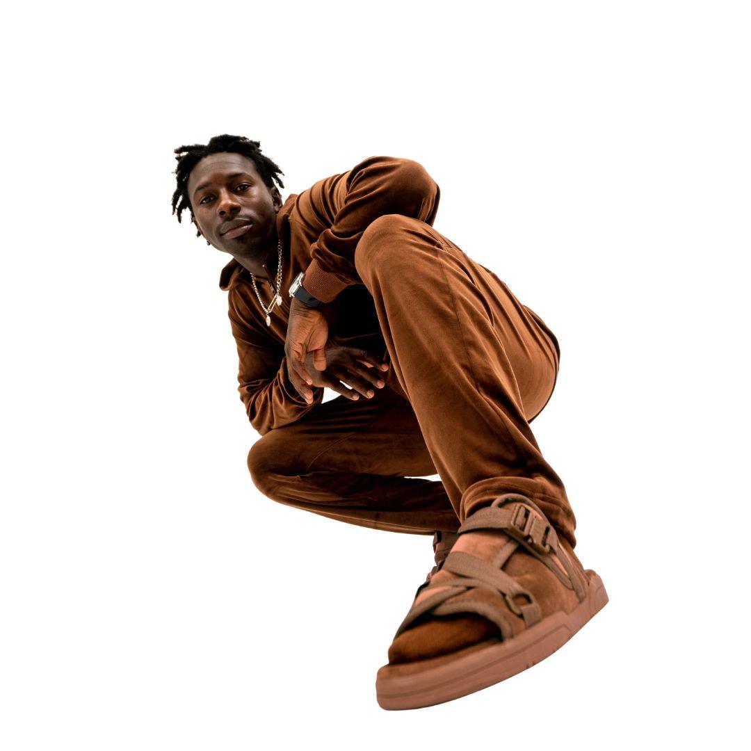 Draco Velour Tracksuit - Brown