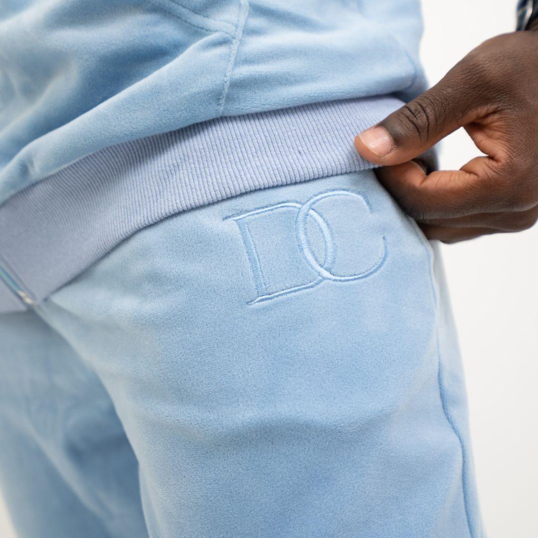 Draco Velour Tracksuit - Sky Blue