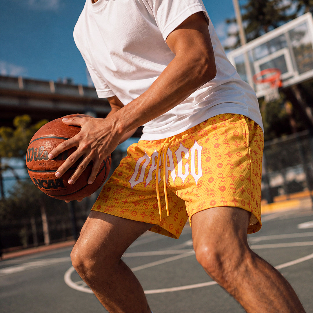 Gold Monogram Shorts
