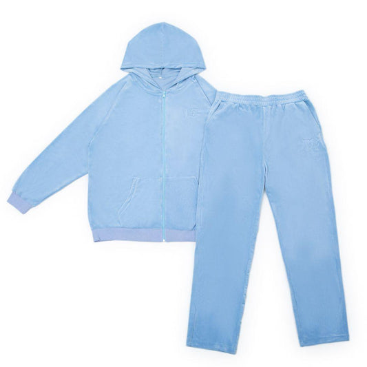 Draco Velour Tracksuit - Sky Blue