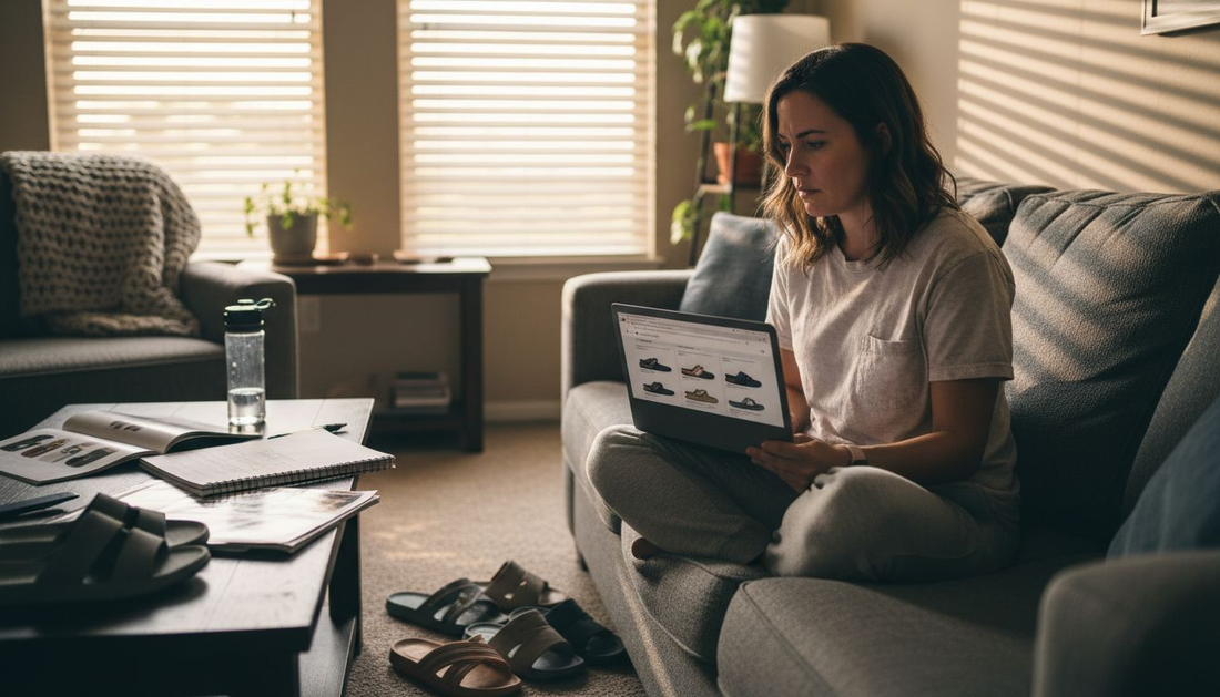 Woman browsing slides online for comfort