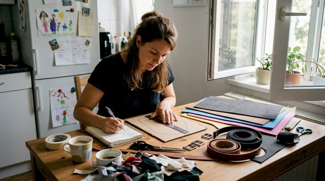Woman preparing DIY slide sandal materials