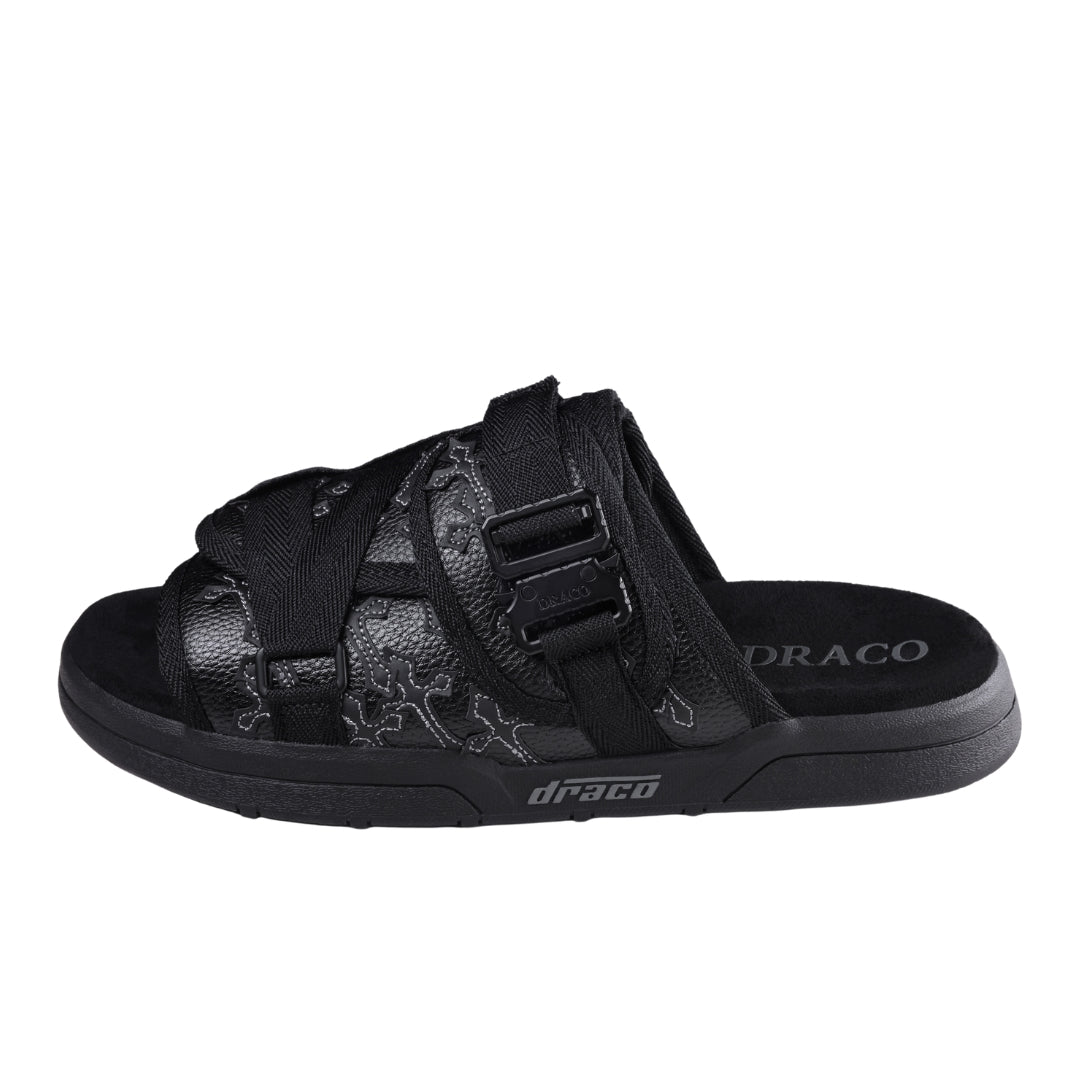 Cross Patch DracoSlides | Suede Memory Foam Slides – Dracoslides