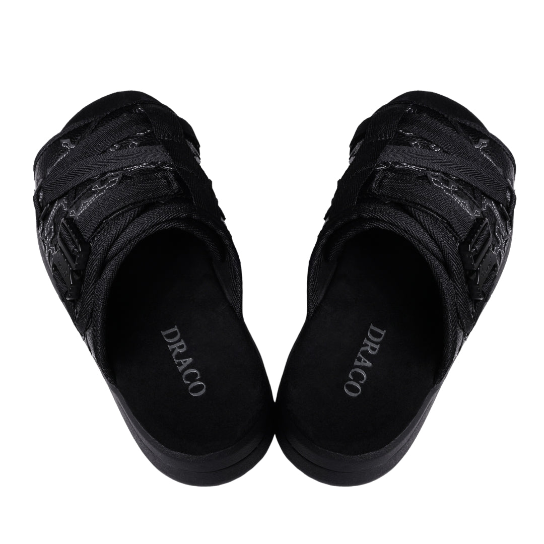 Cross Patch DracoSlides | Suede Memory Foam Slides – Dracoslides