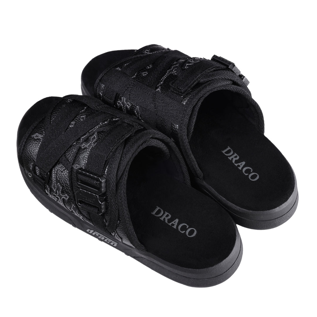 Cross Patch DracoSlides | Suede Memory Foam Slides – Dracoslides