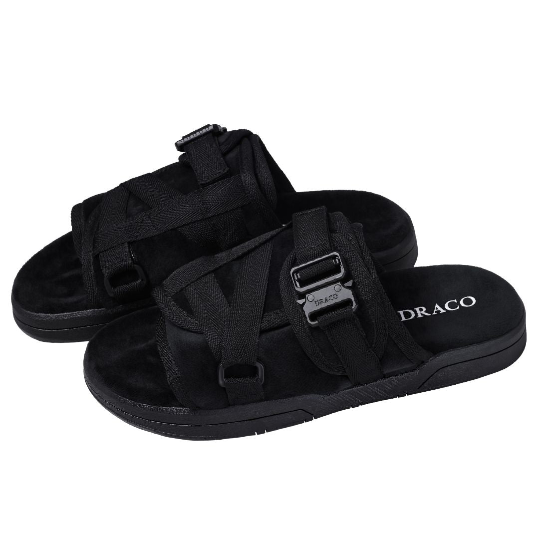 Remastered DracoSlides | Metal Buckle Suede Memory Foam Slides