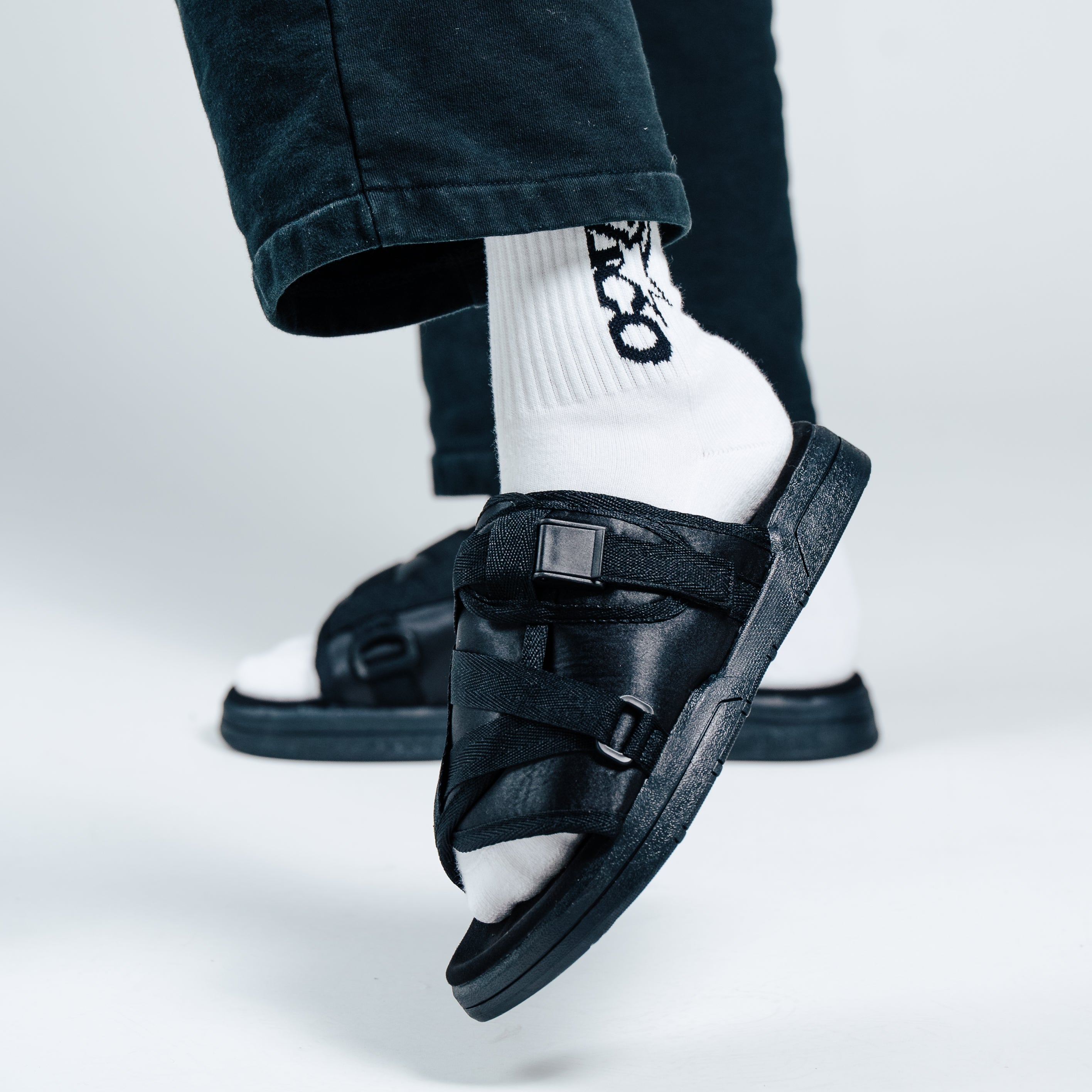 Blackout DracoSlides V2 | All-Black Suede Memory Foam Slides