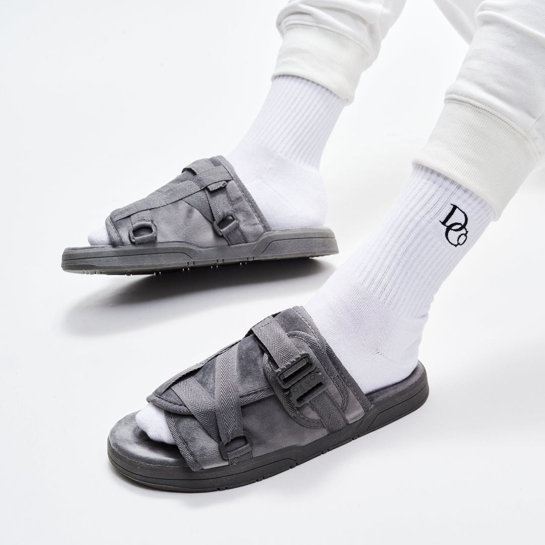 Cool Grey DracoSlides | Air Draco Suede Memory Foam Slides