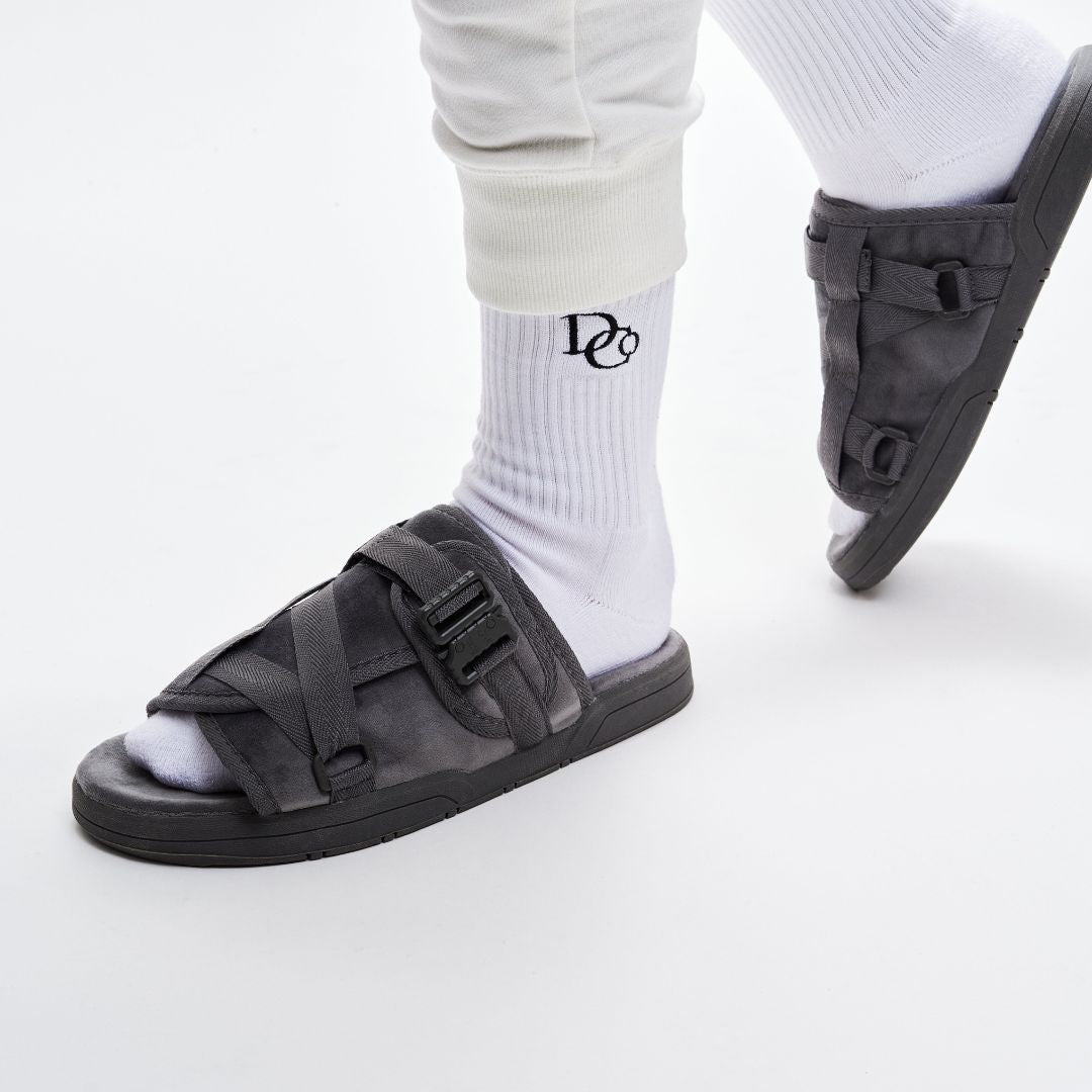 Cool Grey DracoSlides | Air Draco Suede Memory Foam Slides