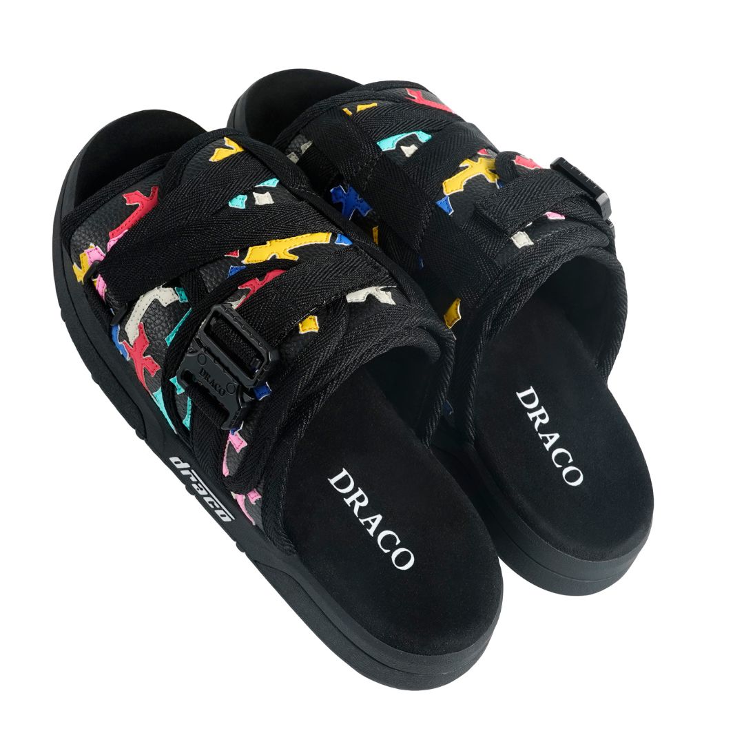 Cross Patch DracoSlides | Suede Memory Foam Slides – Dracoslides