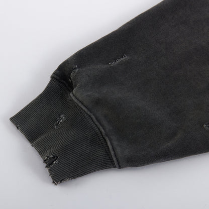 Draco Black Distressed Zip Up
