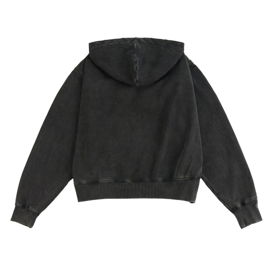 Draco Black Distressed Zip Up