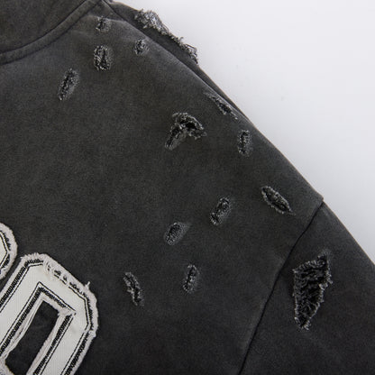 Draco Black Distressed Zip Up