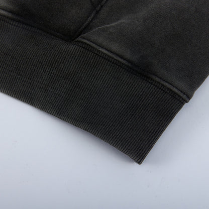Draco Black Distressed Zip Up