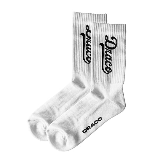 Draco Cursive Socks - White