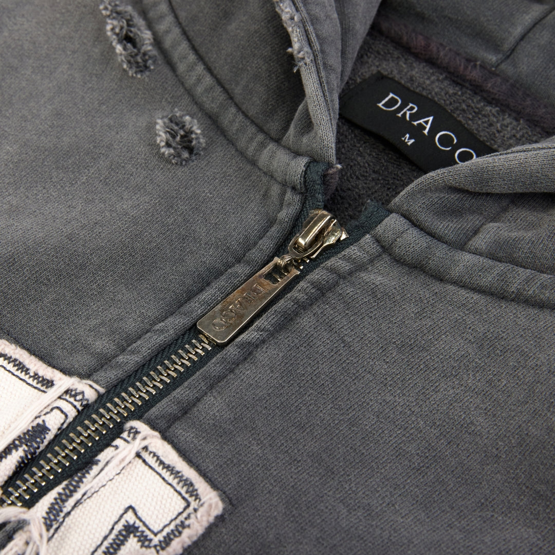Draco Grey Distressed Zip Up