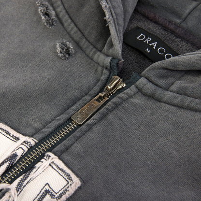 Draco Grey Distressed Zip Up