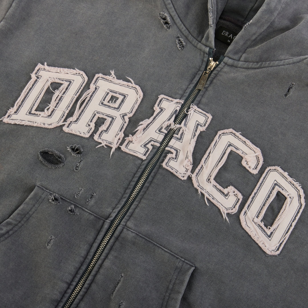 Draco Grey Distressed Zip Up