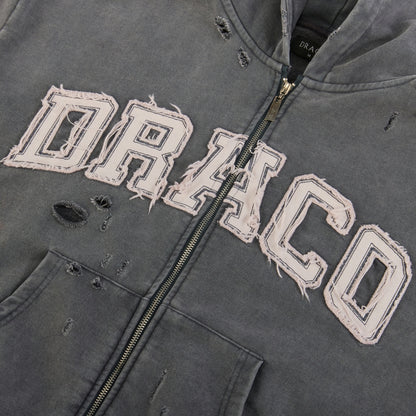 Draco Grey Distressed Zip Up