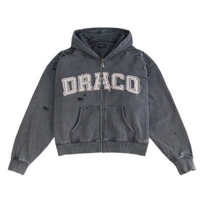 Draco Grey Distressed Zip Up