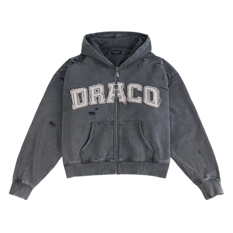Draco Grey Distressed Zip Up