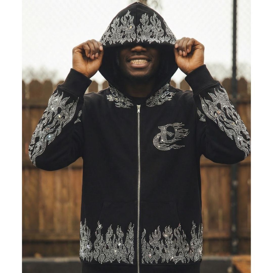 Flame Rhinestone Hoodie