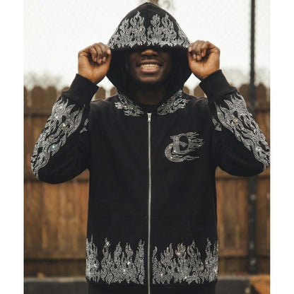 Flame Rhinestone Hoodie