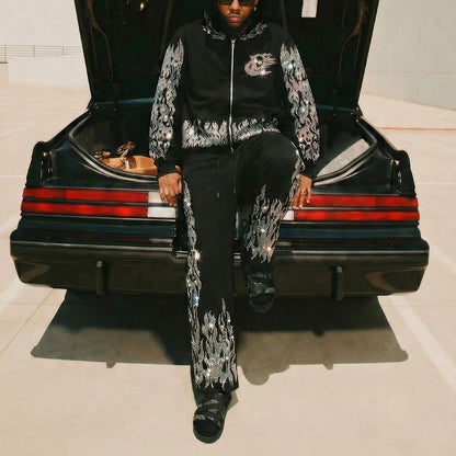 Flame Rhinestone Pants