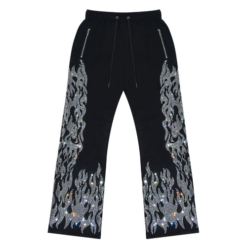Flame Rhinestone Pants