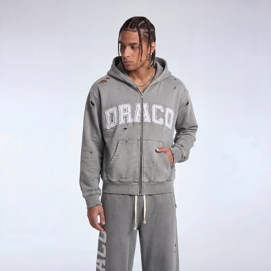 Draco Grey Distressed Sweater