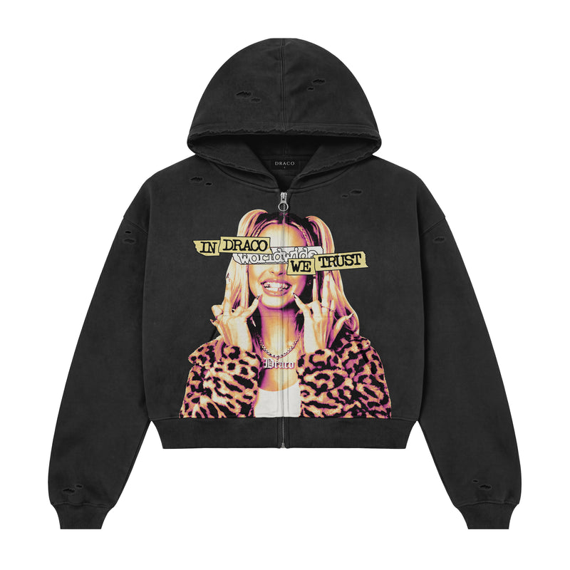 In Draco We Trust Zip-Up Hoodie - Black