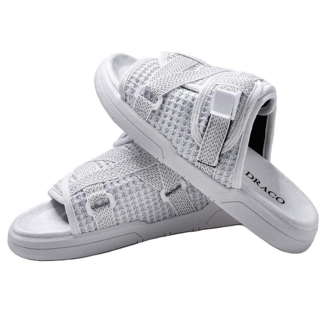 Reflective DracoSlides - Comfortable Luxurious Slides For Men & Women - White