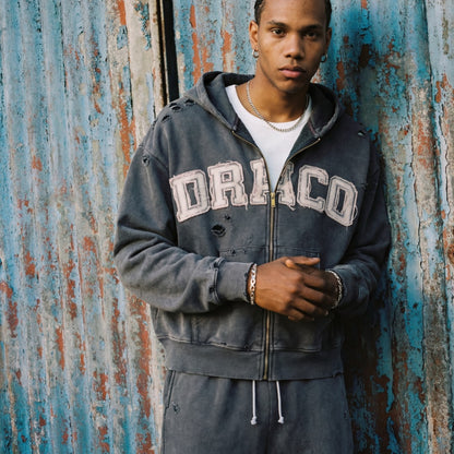 Draco Grey Distressed Zip Up
